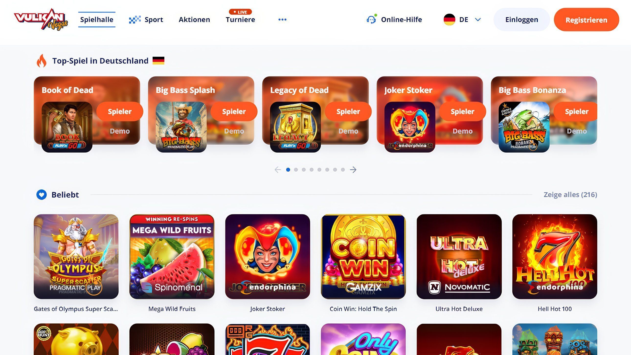 Vulkan Vegas Slots Desktop